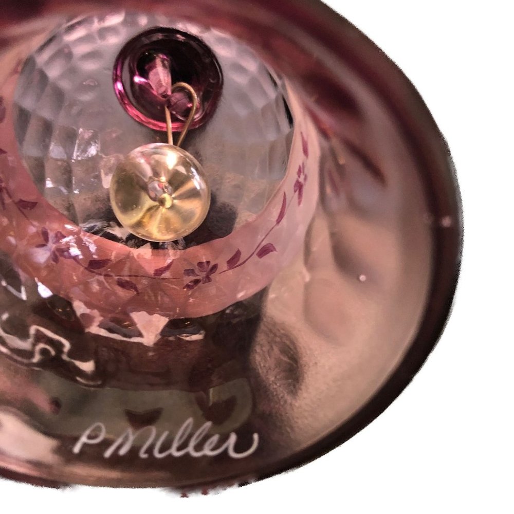 Amethyst Purple Bell signed by P Miller, Hand Painted Vintage MCM - Picture 4 of 6